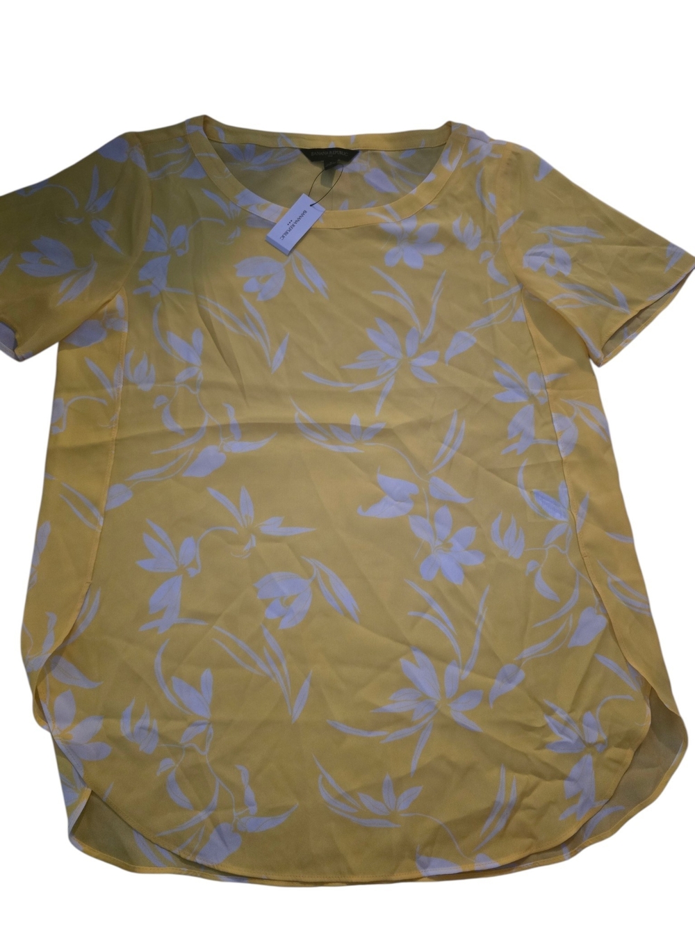 Banana Republic Yellow Floral Short-Sleeve Blouse